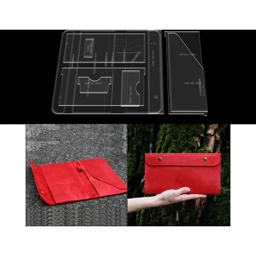 Clutch bag long wallet wallet paper grid pattern diy handmade leather goods pattern drawing acrylic out template