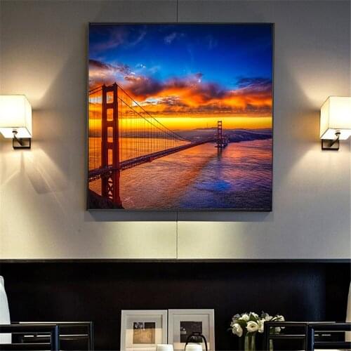 Beautiful Golden Gate Bridge Posters and Prints San Francisco Sunrise Sunset Art Wall Pictures for Living Room Home Decor