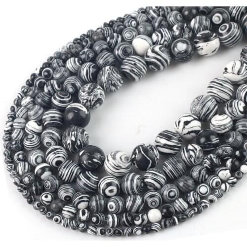 Matte Natural Black Malachite Round Loose Stone Spacer Beads For DIY Necklace Bracelet Jewelry Making Size 4 6 8 10 12 MM