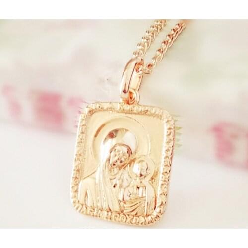 Metal Blessed Virgin Mary And Son Pendant New Fashion Religious Jewelry Trendy 585 Gold Color Women Jewelry Pendants