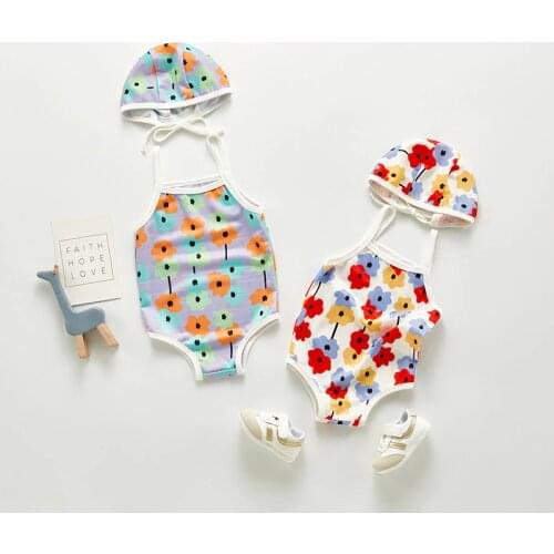 MILANCEL Summer Baby Girl Swimwear Cute Flower Swimsuit with Hat Girls Swimwear for Kids