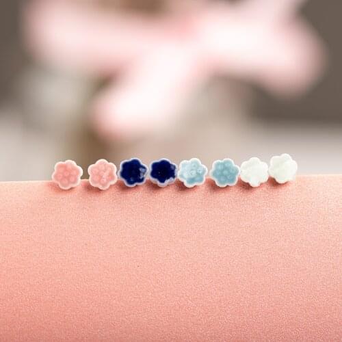 Delicate Flower Multicolor Ceramic Earrings Fashion Gift Ear Studs Jewelry Wholesale For Women Girl #LY125