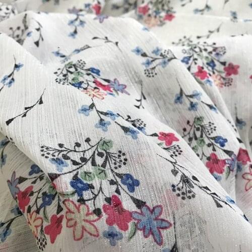 One meter New summer high quality Chiffon material Little broken flower printing fabrics Fashion dress shirt tissu