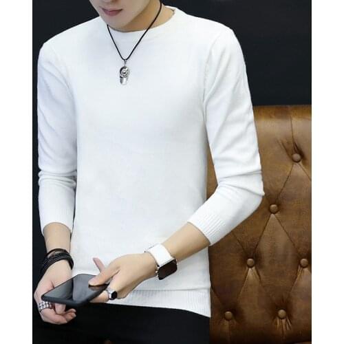 Clothes 2019 Classic Simplicity Pullover O-Neck Sweater Men Solid Long Sleeves Grey Black Teenagers Regular Mens Sweaters