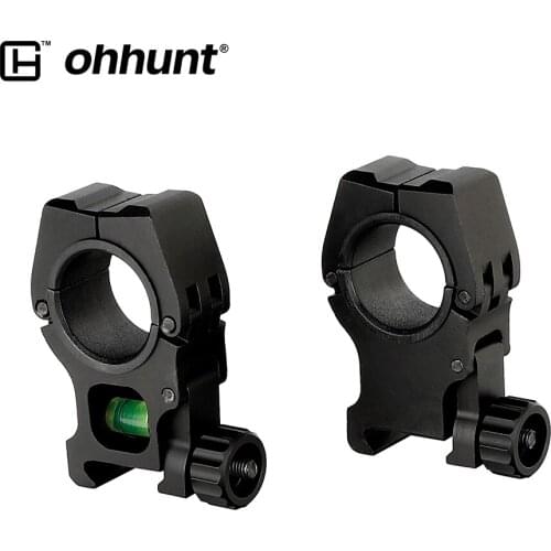 Ohhunt 2PCs Tactical 1 inch 25.4mm 30mm Tube Scope Rings Picatinny Weaver Rail Mount with Bubble Level for Hunting Riflescope