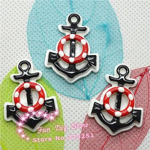 24*31mm 50pcs/lot resin flat back anchor cabochon crafts