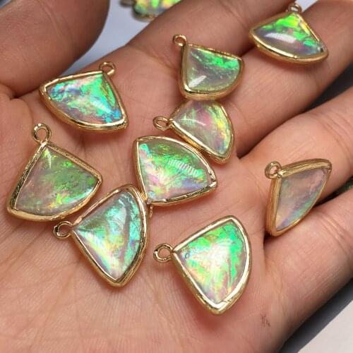3Pcs Natural Stone Pendant Imitation Opal Charms Pendants For Jewelry Making DIY Accessories Fit Necklaces Earring Size 18x19mm