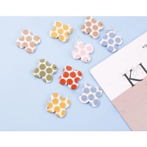4pcs Summer Style Resin Clover Charms DIY Jewelry Earring Making Supplier