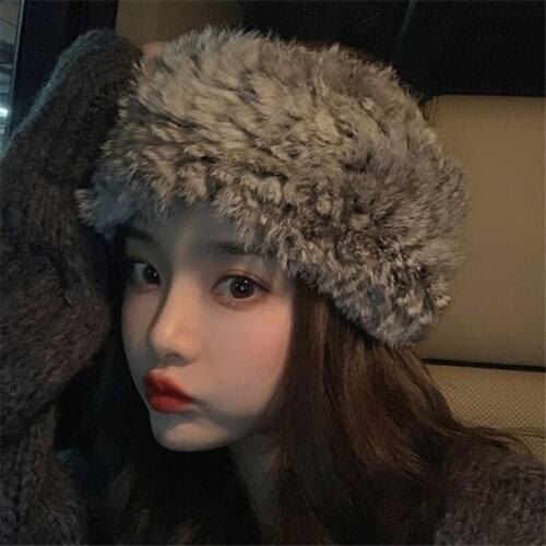 Super Beautiful Fashion Real Rabbit Hairband Women Wide Version Autumn and Winter Warmth Headgear Headgear Plush Hairband