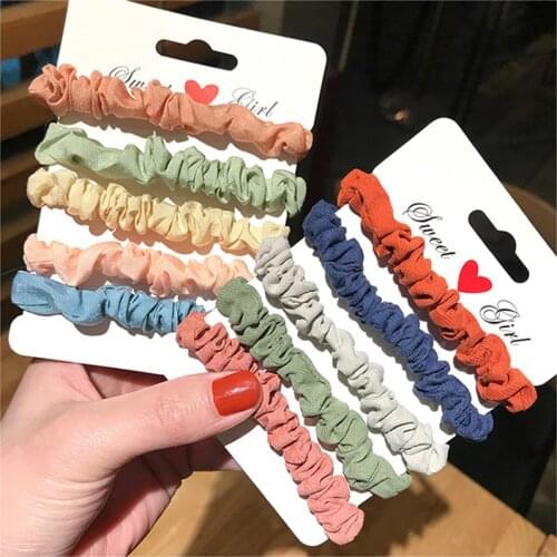 6pcs/ 5pcs Intestine Hair Scrunchies Women Girls Hair Bands Durable Hairband Rings Ponytail Holders Hairbands Hair Ties Rope