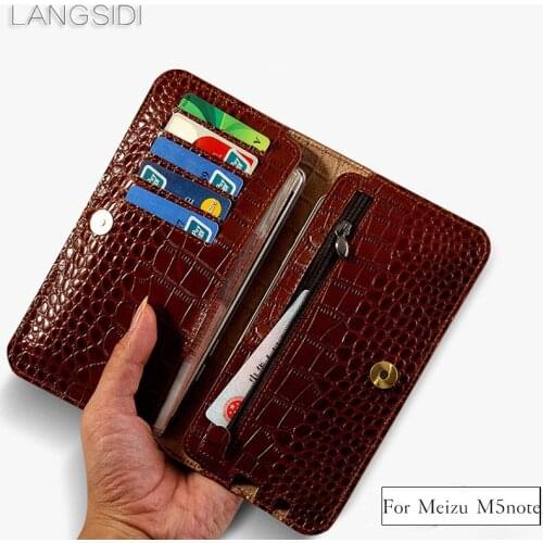 Luxury brand genuine calf leather phone case crocodile texture flip multi-function phone bag ForMeizu M5 note hand-made