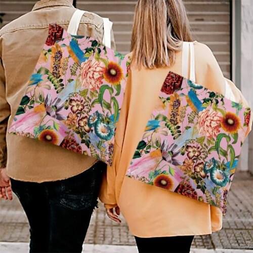 Shoulder Bag Flower Shopping Bag, Canvas Bag, Storage Bag, Girl Shopping Storage Bag, Student Book Bag, Travel Storage Bag