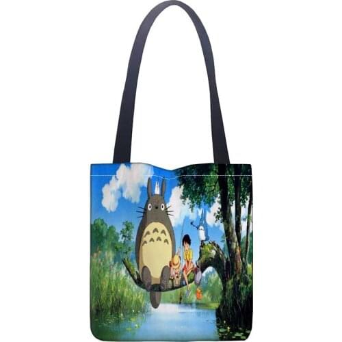 Custom Totoro printing shoulder bag canvas tote bag shopping travel book handbag custom logo