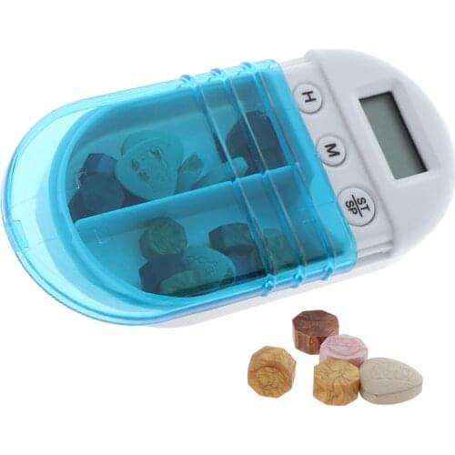 1Pcs Portable 2 Grid Intelligent Electronic Timing Pill Case Alarm Timer Pills Reminder Storage Box For Travel