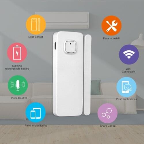 USB Charging WiFi Smart Door Window Sensor Tuya Security Alarm Detector Smart Home Kits Alarm Syste with Alexa Google Home IFTTT