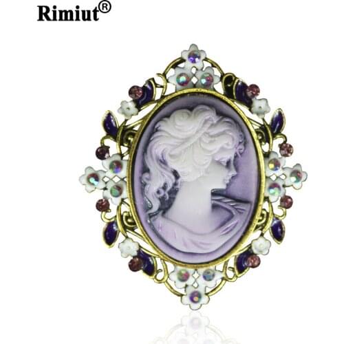 Vintage Purple Multicolor Flower Brooches Pins For Wedding Party Casual Scarf Buckle Clip Retro Carving Stone Brooch Accessories