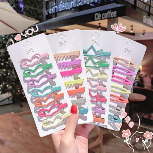7 Pcs/Set Candy Color Fashion Children Girls Sweet Waterdrop Mental Hair Clips Hair Accessories Kids Girls korean Style Hairpins