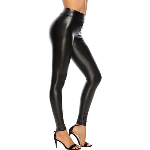 Women High Waist Pencil Pants Pantalon Femme PU Leather Capris High Elasticity Trousers PU Leather Pants Women Clothes