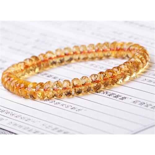 6mm-10mm Yellow Gold Natural Stone Bracelet Natural Ci trine Marquise Abacus Bead Crystal Stretch Bracelets For Women Female