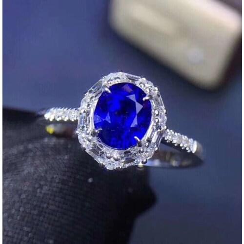 Attractive deep blue sapphire gemstone ring women silver ring 925 sterling silver good color natural gem girl birthday gift
