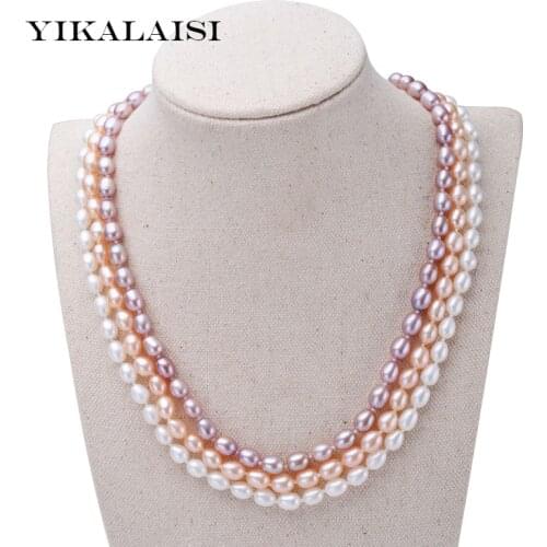 YIKALAISI 2017 100% natural 6-7mm pearl necklace for women fashion 925 sterling silver pearl jewelry girls best gift