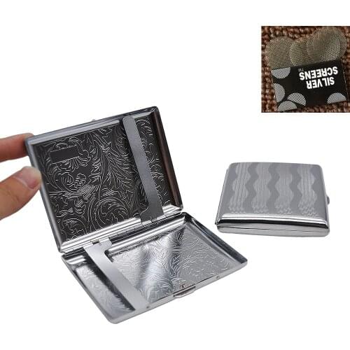 1X Metal Cigarette Case Holding 20 Regular Size Cigarettes (85mm*8mm) Tobacco Case Box With 2 Clips.random Combustion piece