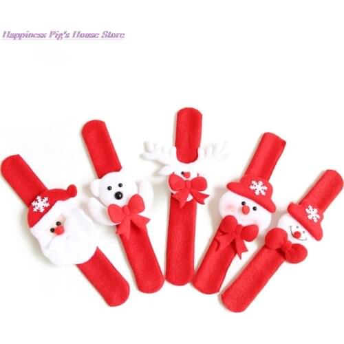 1PC Christmas Gift Snowman Bear Elk Santa Claus Sequins Luminous Slap Bracelet Bangle Christmas Decoration Pat Circle Hand Rings