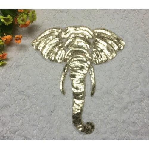 1pcs Golden elephant sequins patch vintage embroidered applique fashion clothing decoration sew on patch accessories Motif patch