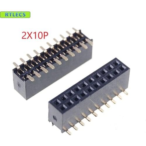 100pcs 2x10 P 20 pin 1.27mm Pitch Pin Header Female dual row SMT straight Surface Mount PCB Rohs Lead free