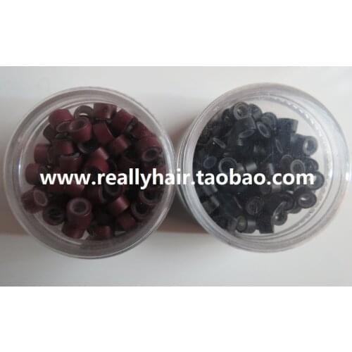 100pcs/pack 503030 silicon lined Micro Links Rings Beads Hair Feather Extensions
