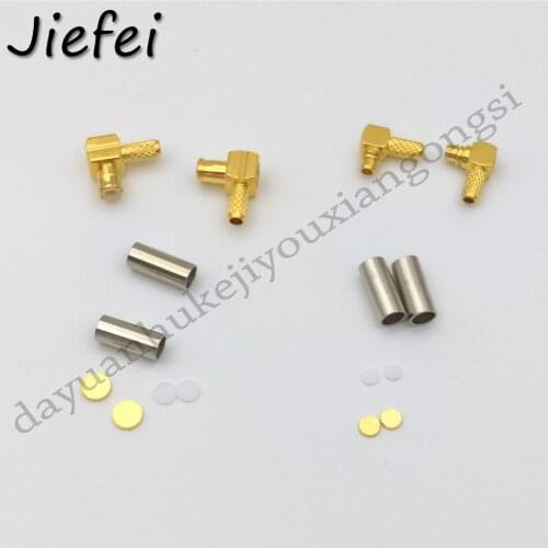 2Pcs Brass MCX or MMCX Male Plug Right Angle 90 Degree Solder Jack Crimp for RG316 RG174 LMR100 RF Coax Cable Connector