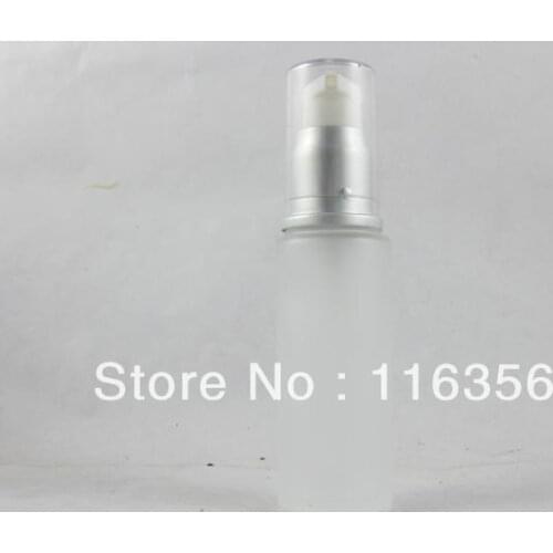 20ML frosted glass bottle with matt silver press pump