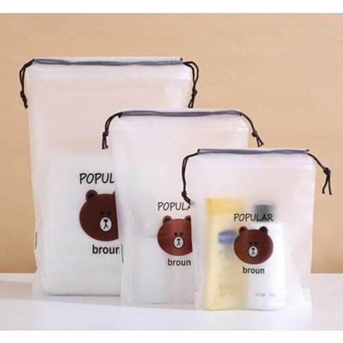 5 PCS Multifunctional Drawstring Storage Bag Clothing Shoes Cosmetics Toiletries Organizer Transparent Waterproof Fabric Travel