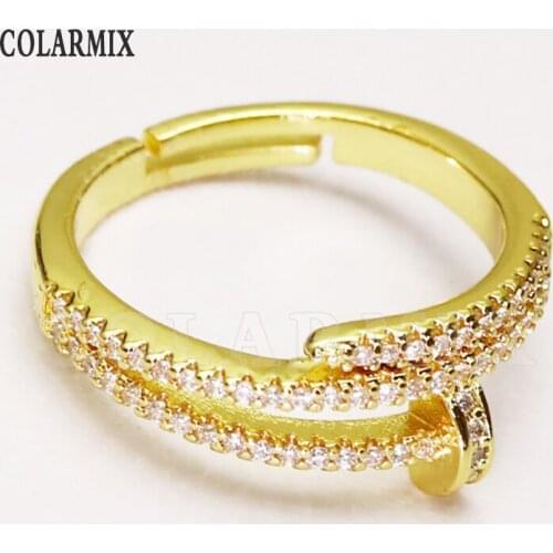 8 Pcs Zirconia Metal Gold color rings Open rings jewelry Rings jewelry rings Gift for women jewelry Gift 51332