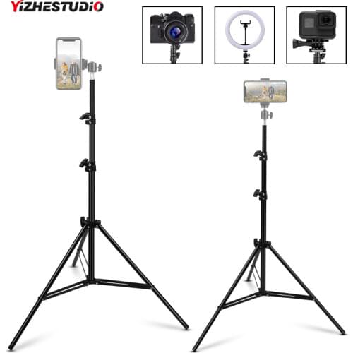 Yizhestudio 1.1m/1.6m/2.0 Heigth Aluminum Tripod with 1/4 Screw for Gopro Xiaomi Huawei Phone Live Vlog Photography Selfie Stand