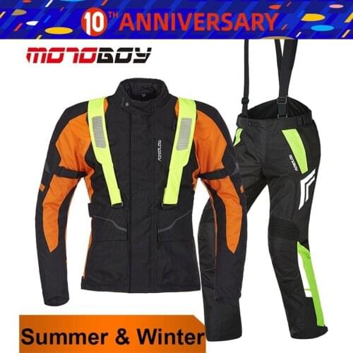 Free shipping 1Set MOTOBOY Four Seasons Mens Waterproof Warm Motorbike Off-road Motorcycle Jacket and Pants With 9pcs pads