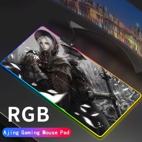 Bloodborne Cool Line Abstract Gaming RGB Large Mouse Pad Gamer Big Mouse Mat Computer Mousepad Led Backlight Keyboard Desk Mat