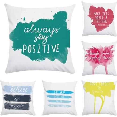 Letter Do not forger smile Polyester Pillow Case Summer Printed Cushion Cover Sofa Home Decoration Pillowcases CR124