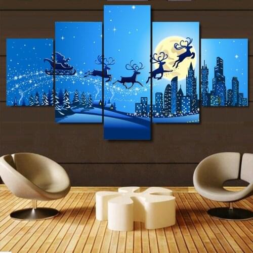 Dropshipping 5d diy diamond painting 5 piece canvas art christmas reindeer comic diamond embroidery cross stitch decoration