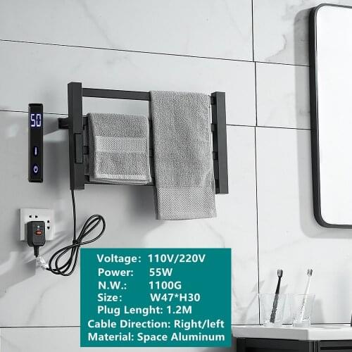 Bathroom Equipment Electric Towel Holder Temperature &Time Control Smart Home Heated Towel Rail Towel Warmer