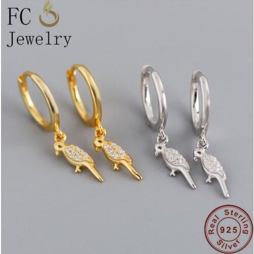 FC Jewelry 925 Silver Gold Color Animal Bird Parrot Piercing Hoop Earring For Women Girl Pendientes Boucle 2020 NEW Arrival