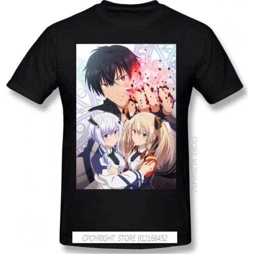 TShirt The Misfit Of Demon King Academy Anos Voldigoad Misha Necron Anime Homme T-Shirts Tee Pure Cotton Oversize Short Sleeve