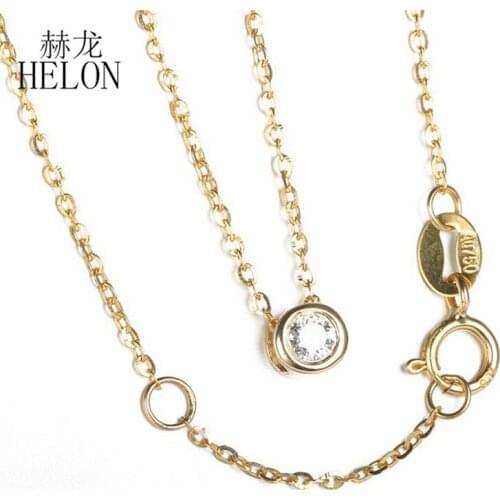 HELON Solid 18K Yellow Gold 0.1ct VVS/FG Lab Grown Moissanites Diamond Engagement Wedding Pendant Necklaces Trendy Jewelry Gift