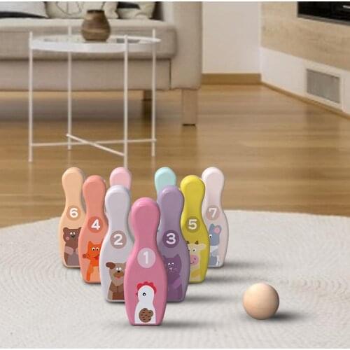 Toys Bowling Children Indoor Sports Puzzle Baby Color Bowling Baby Gift Cute Animal Colored Tabletop Bowling