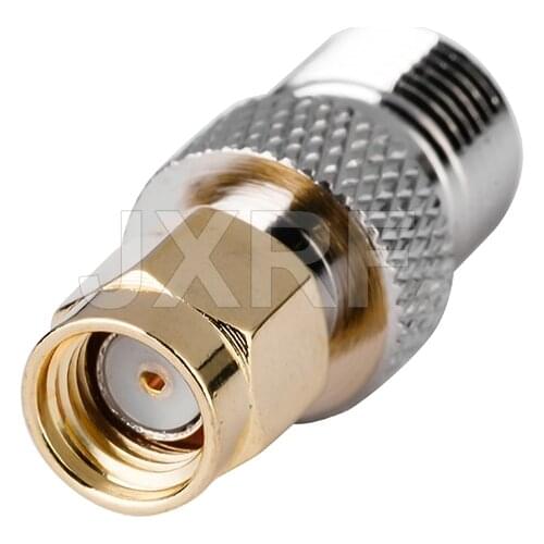 JXRF Coaxial Coax Adapter F Type Female Jack To RP-SMA Male Plug Straight Gilded RP-SMA to F Connector