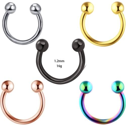 JUNLOWPY 16g 20g Stainless Nose Hoop Ring Circulars Horseshoes Barbell Rings Eyebrow Lip Nose Rings Body Piercing Jewelry 120pcs