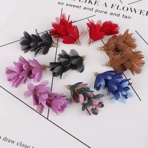 Hot 2PCS/lot 3 layers 5.5x3cm Handmade Bohemian Fashion Flower Tassels Charms for DIY Earring Jewelry Findings Making Wholesale