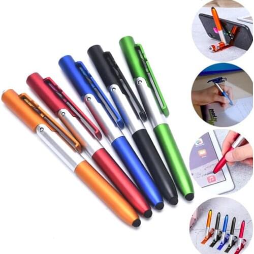 Multifunction 4 In 1 Touch Screen Ballpoint Pen Folding LED Light Mobile Stand For Tablet Cellphone Mobile Phone Holder