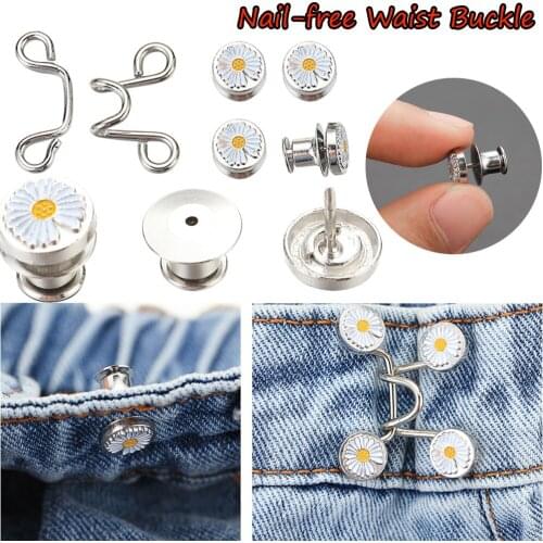 Fashion Daisy Nail-free Waist Buckle Removable Jeans Pants Size Adjustment Button Tool Removable Waist Closing Clothing Sewing