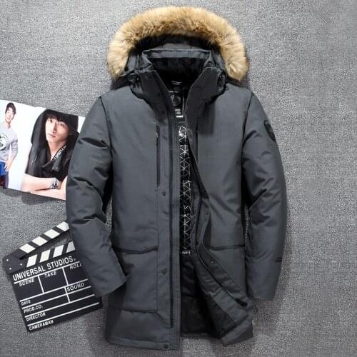 Warm For -40 Russia Winter Men Casual 90%White Duck Down Jacket Mens Long Down Jackets Coats Warm Jackets Long Down Overcoat